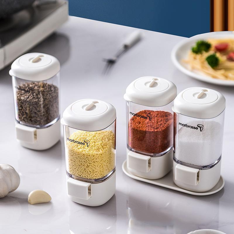 2G Metering Salt Shaker Push Type Salt Dispenser Salt Tank Sugar Bottle Shaker Canister Quantitative Spice Shaker Seasoning Box