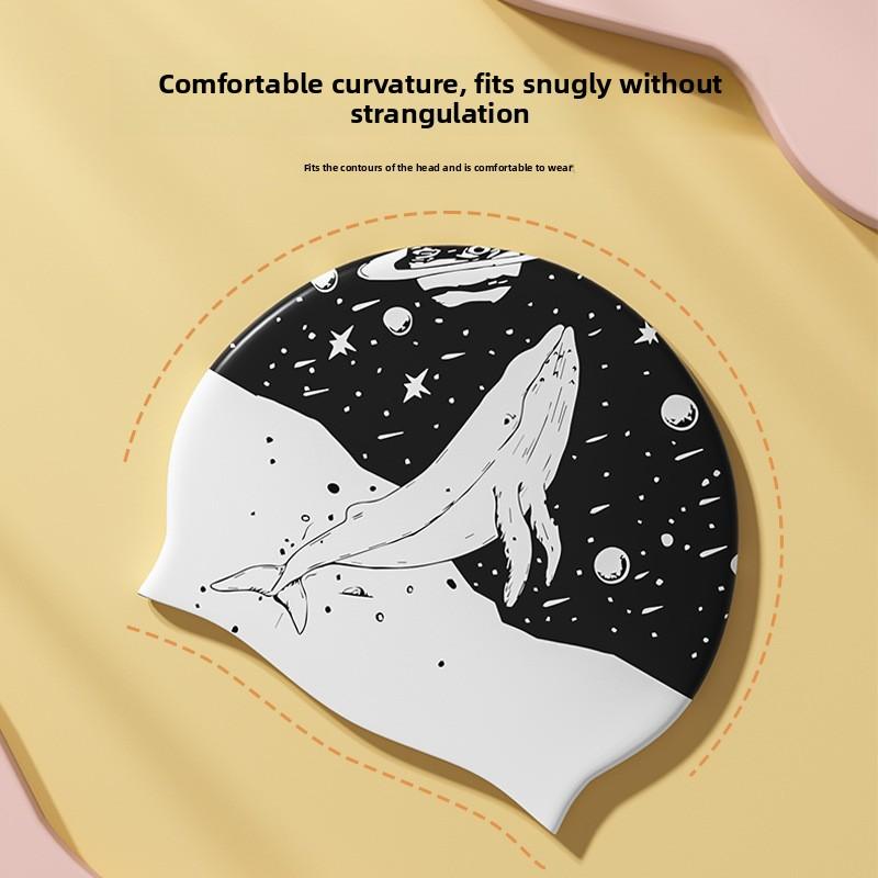Silicone Swimming Cap Women's Long Hair Waterproof Non-head Professional Swimming Cap Fashion Adult
