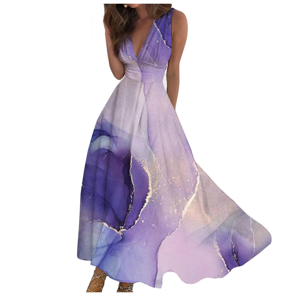 Γυναικείο Μακρύ Φόρεμα Maxi Φόρεμα Casual Φόρεμα Swing Φόρεμα A Line Floral Fashion Streetwear Outdoor Daily Date Print Αμάνικο φόρεμα με λαιμόκοψη