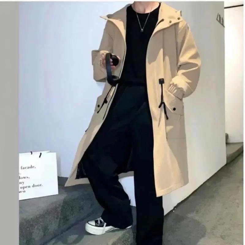 Giacca a vento da uomo primavera e autunno media lunghezza da uomo autunno da uomo casual cappotto lungo