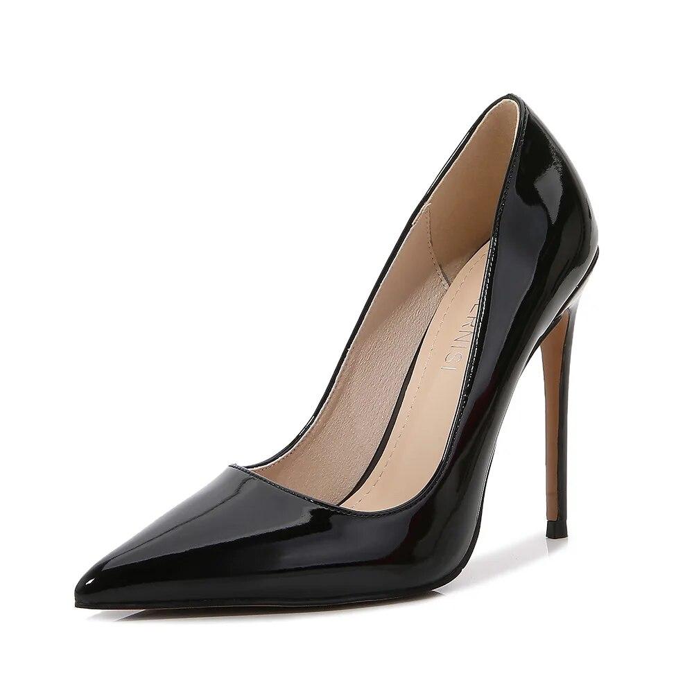 Damen Stiletto-Schuhe mit spitzer Zehenpartie, sexy Catwalk-Bankett, 12 cm Absatz WZ