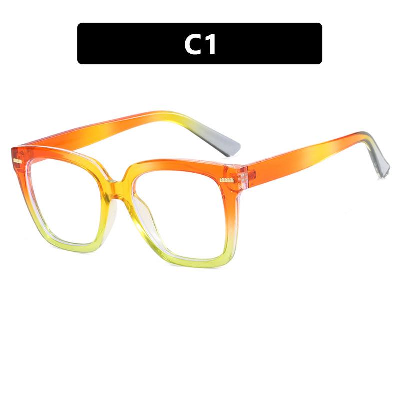 New Rainbow Candy Colored Square Oversized Photochromic Reading Glasses Women Anti Blue Ray Hyperopia Prescription Eyewear
