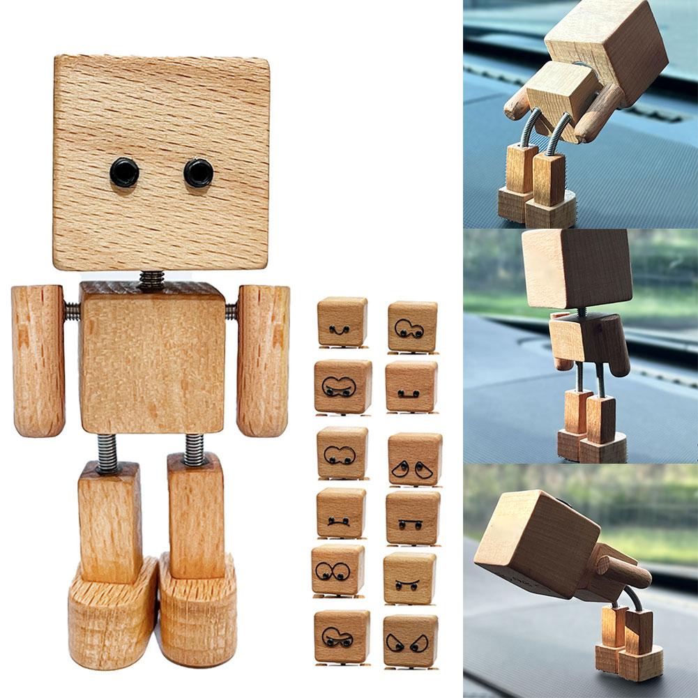 Car Aromatherapy Shaking Wooden Man Car Air Outlet Diffuser Figurine Prnament Interior Accessory Decoration Car E4K6