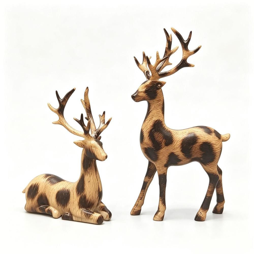 1 Pair Realistic Christmas Deer Figurine Vintage Animal Tabletop Figurine  Living Room