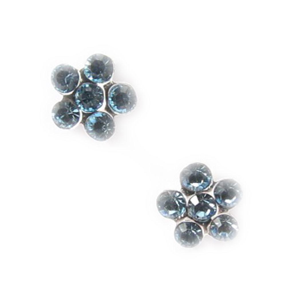 Les Trésors De Lily [J9586] - Blue 'Flora' Silver Earrings