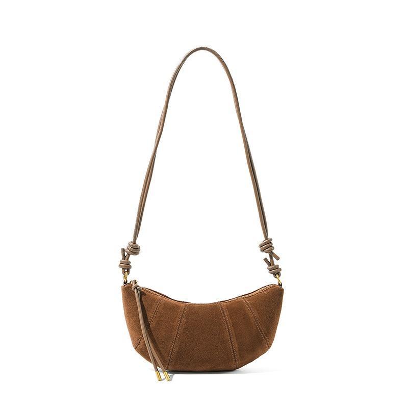 Ultra-light commuter hand-held matte cowhide high-end sense design sense niche leather bag messenger bag women's croissant bag