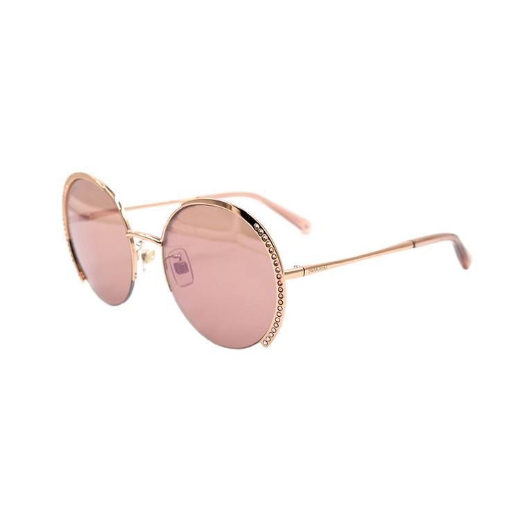 Swarovski Fresh And Elegant Series Minimalist Half Frame Alloy Round Sunglasses Women sunglasses SK0280-H-33U 56,Rose Gold