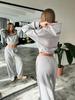 Women's Casual Solid Color Hoodie & Lace-up Pants Two-Piece Set