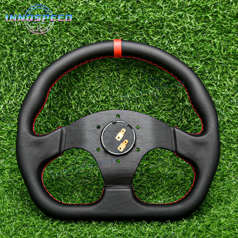 13inch Universal D Shape Racing Leather Flat Sim Sport Steering Wheel for Game Car Accessories