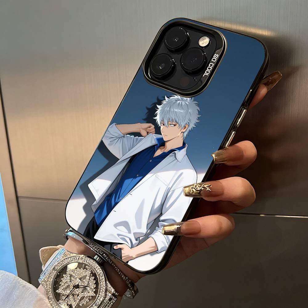 G-Gintama-Gintoki Sakata For iPhone 17 16 15 14 13 12 11 Pro Max XS 17 Air Silicone Colored Silver Bumper Cover