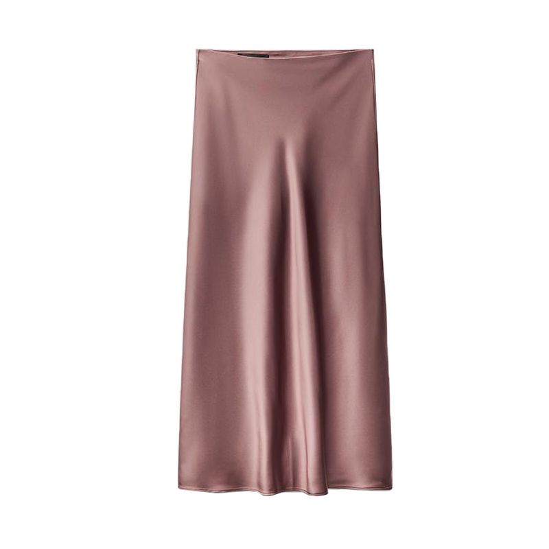 Spring New Arrival Fashion Style A- Line High Waist Mid-Length Skirt Silk Satin Texture Midi Skirt Skirt 8338537