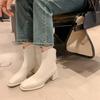Autumn new square head thick heel elastic boots thin boots white short boots winter boots