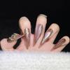 Handmade Long Stiletto Press On Nails Reusable Butterfly Diamond Decor Full Cover Artificial False Nails