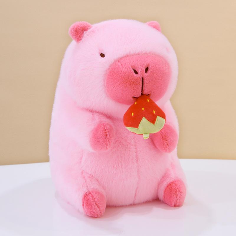 

Capybara Toy Plush Fashion Comfortable Throw Pillow Girls Birthday Gift Doll Strawberry,30cm/11.81in