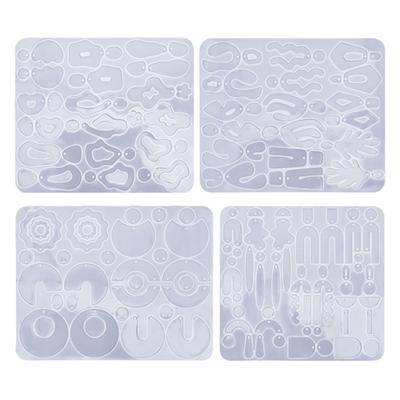 4Pcs/set Crystal Silicone Earrings Mold Set Crystal Epoxy Resin Casting Molds Irregular Ear Rings Mould for  Pendants