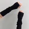 Spandex Ice Silk Finger Sleeves Hip-hop Y2K PU Wristband Sun Protection Punk Black Arm Cover  Girls