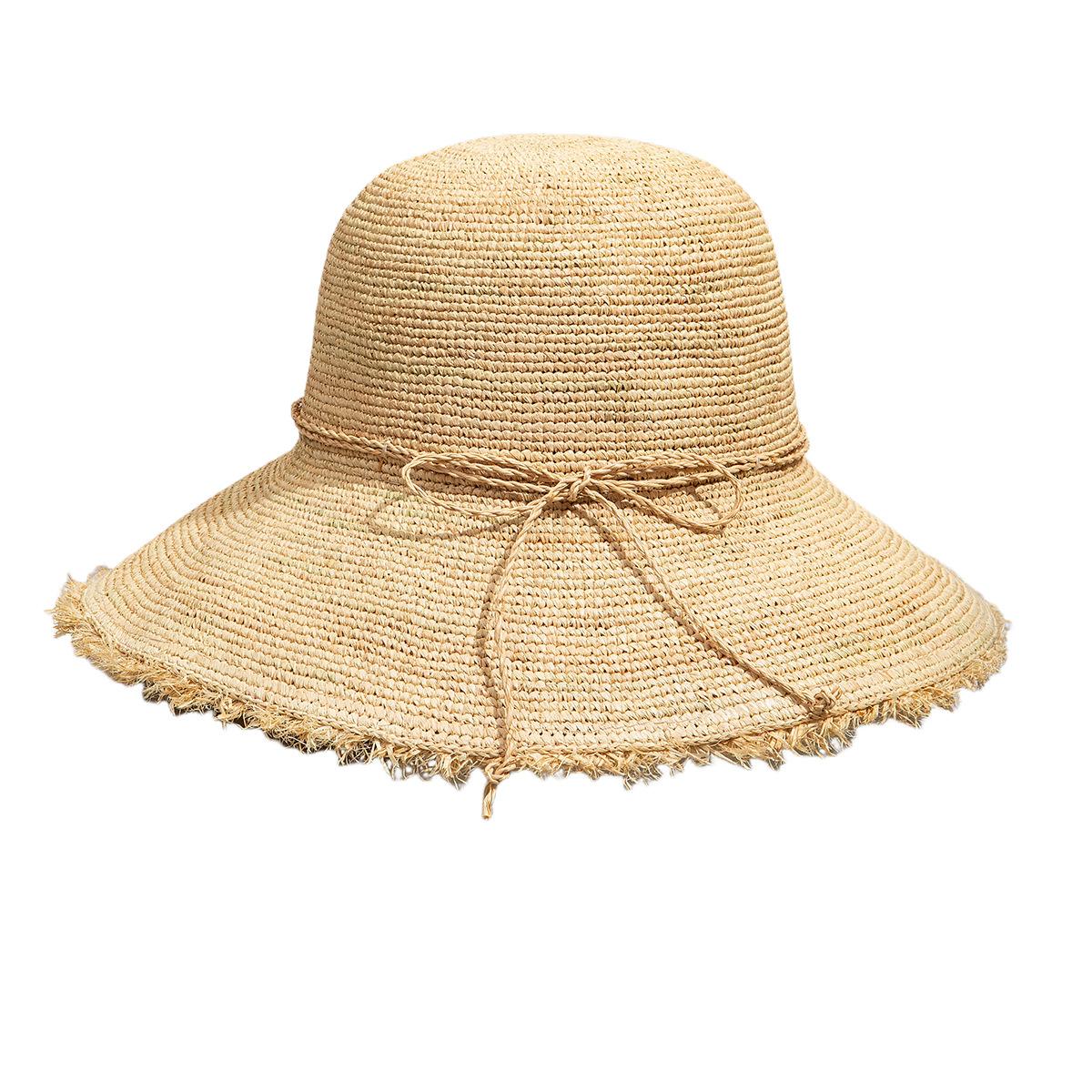 

USPOP Handmade Raffia Sun Hat Summer All-match Foldable Sun Protection Straw Hat Ladies Beach Sun Hat M 56-58cm