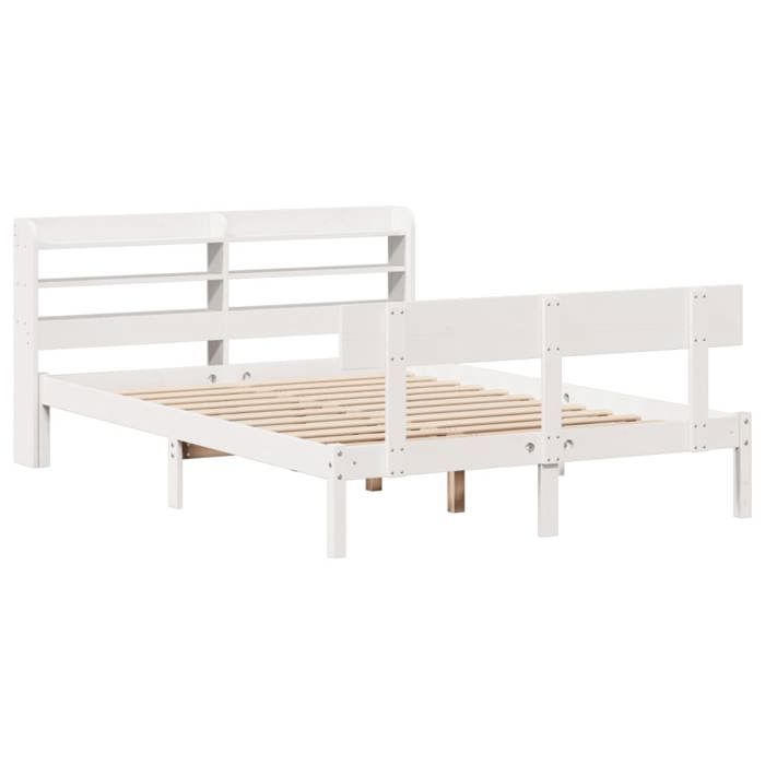 VidaXL Cadre de lit avec tête de lit blanc 140x200 cm bois pin massif, lit, mobilier de chambre à coucher, lit en bois, lit 3306620