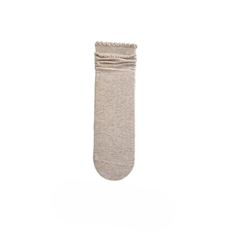 Simple and Versatile Solid-color Lace Pile-up Socks for Spring and Autumn, Trendy Pile-up Socks for Women