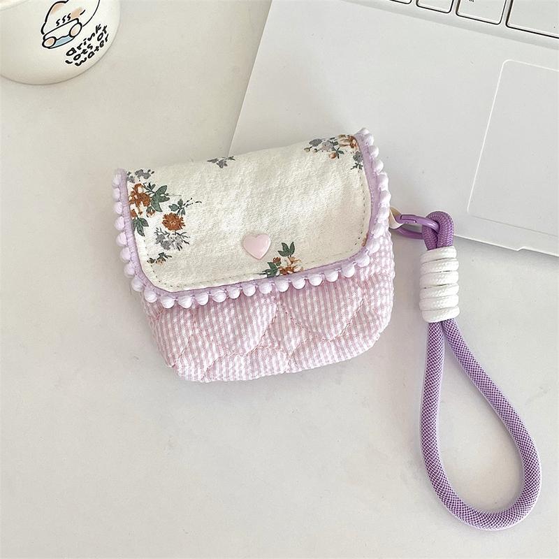 Floral Coin Purse Portable Clutch Bag Lipstick Earphone Sundries Storage Bag Wallet Pouch Mini Makeup Bag