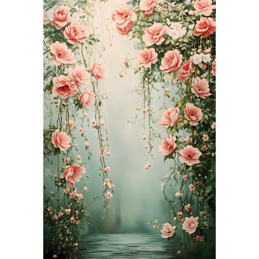 Spring Abstract Art Flower Banner Background Cloth, Adult Birthday Party Decoration Pregnant Woman Portrait Photography Backdrop