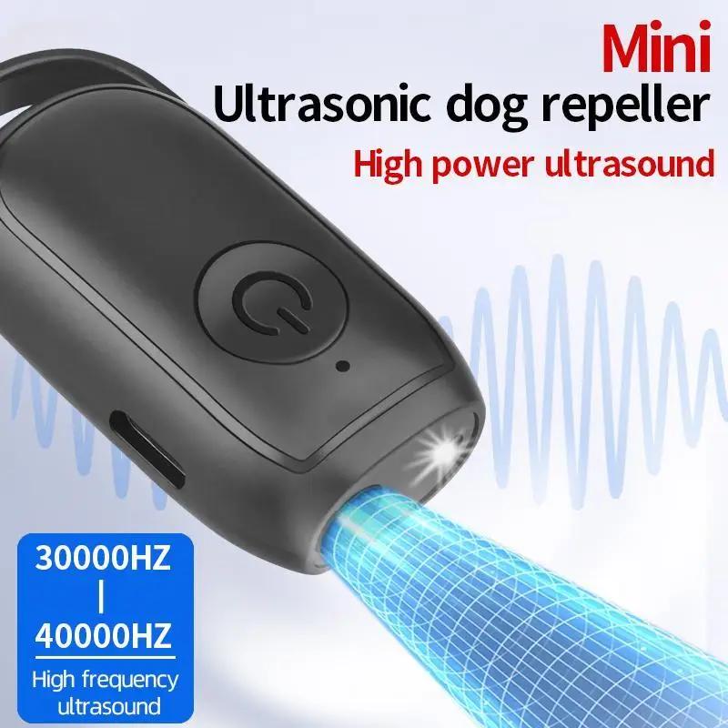Portable Ultrasonic Dog Barking Control Trainer Long Distance USB Rechargeable with LED Light Outdoor Anti Bark Deterrent Device