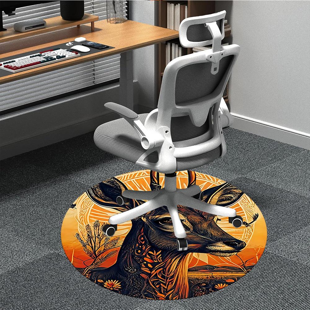 

1pc Deer Nature Office Round Area Rug, Indoor Mat Suitable ForOffice, Under Office Chairs Bedroom Living Room Home Decor, Room Deco, D084 80cm by 80cm
