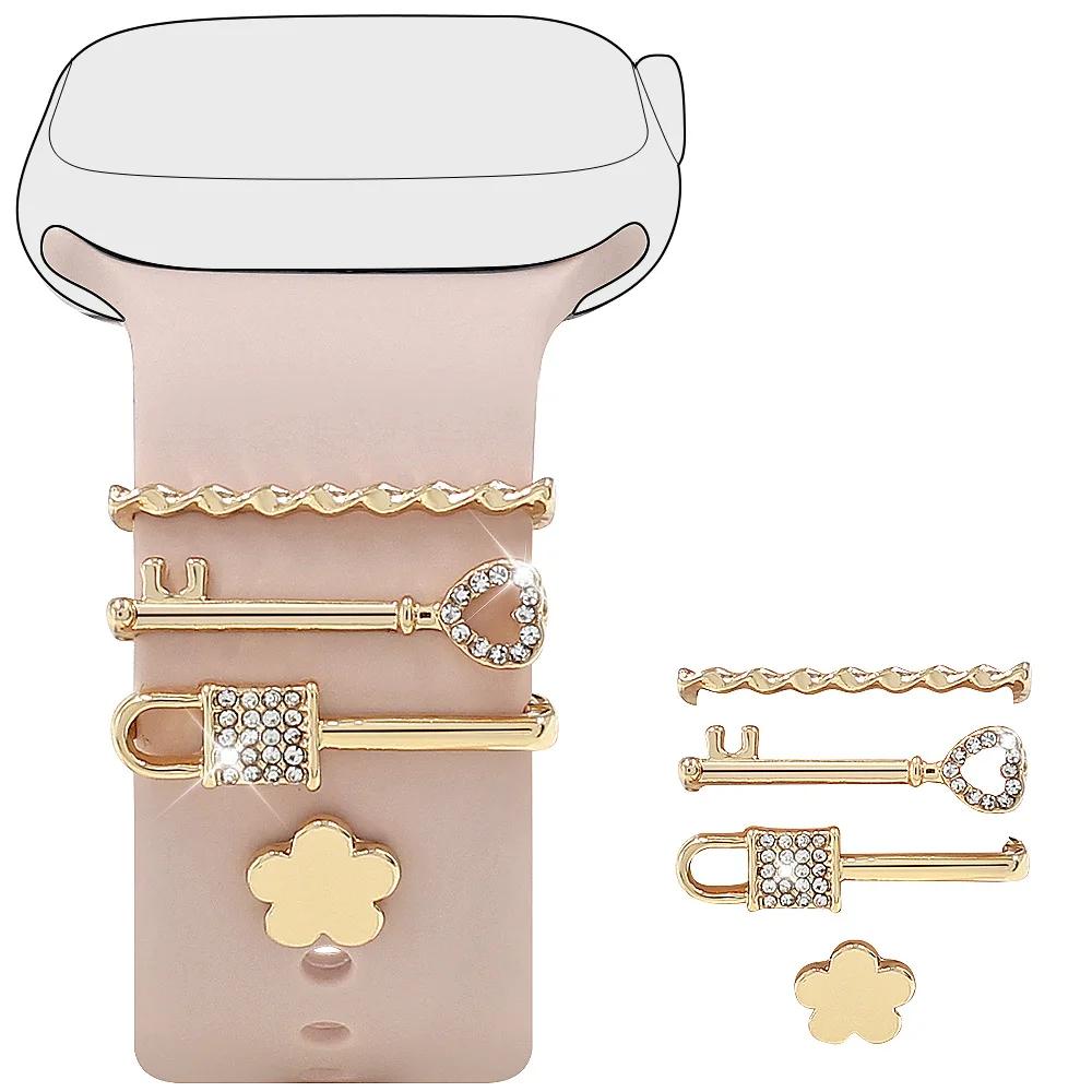 Metal Strap Decorative Ring Jewelry Fashion Bracelet Decoration Diamond Charms Ornament for Apple Watch Band