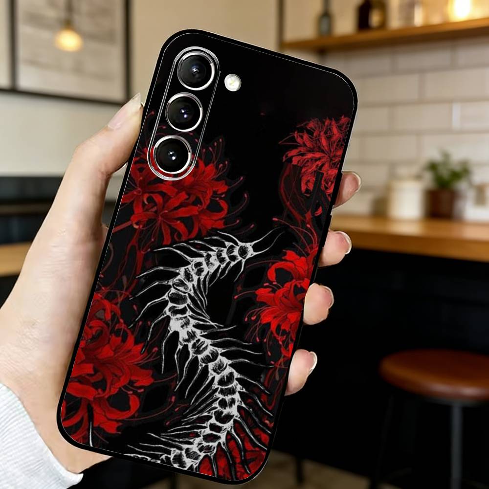 Ghoul Red Spider Lily Tokyo Phone Case For Samsung S24,21,22,23,30,Ultra,S20,Plus,Fe,Lite, Black Soft Cover