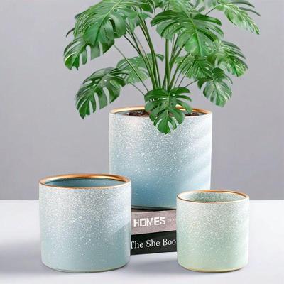 Nordischer Keramik-Blumentopf für große Pflanzen - Farbverlauf-Design