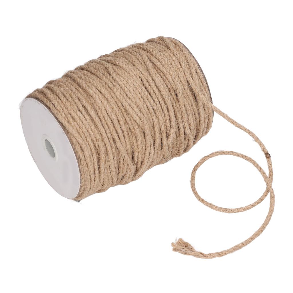 4MM 3 Strand Rope 100m Natural Decoration Hemp Jute Twine String for Artworks Gardening Decorating
