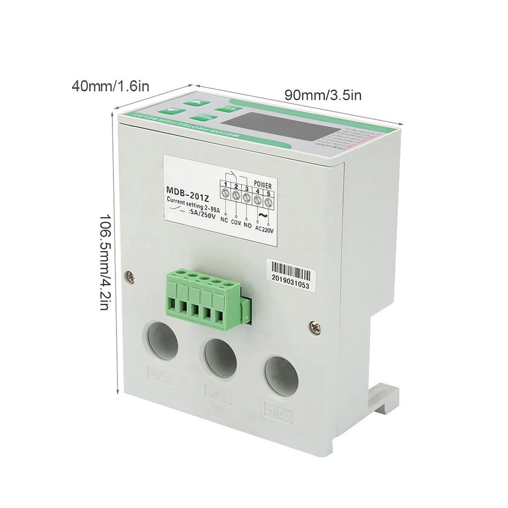 220V AC Digital Electric Motor Protector 2 99A Overload Phase Loss Protector with Display(220V)