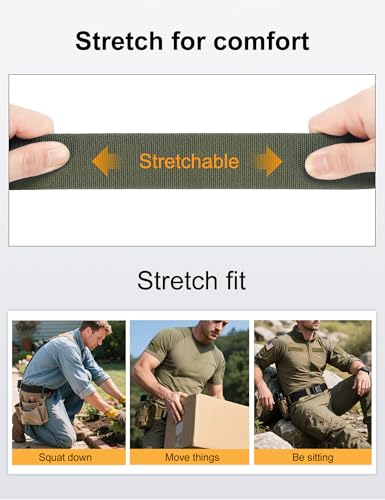 JUKMO Quick Release Belt, Men's Tactical Work Belt, Military Belt (Size M - Waist Length 91cm-105cm (Total Length 125cm), Green)