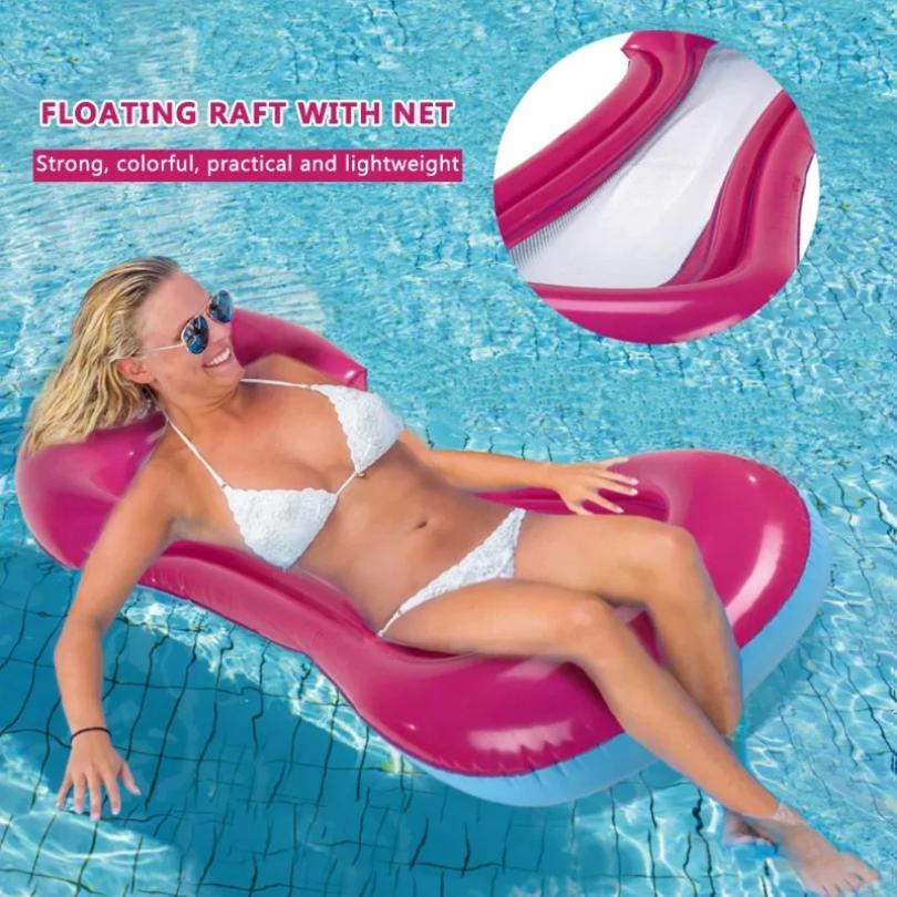 1PCS Loading Inflatable Mattress Water Float Hammock Foldable Roll Up Swimming Pool Accessories Pool Floating Bed Chair