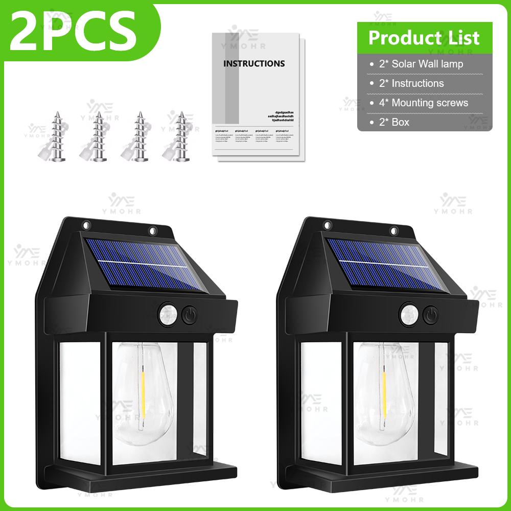 Vintage Solar Lights Outdoor Waterproof Solar LED Outdoor Lighting Warm Christmas Lights Outdoor Solar Lamp with Motion Sensor