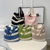 Ladies Woven Bag Striped Knitted Bag Simple Hollow Out Hand Held Shoulder Bag