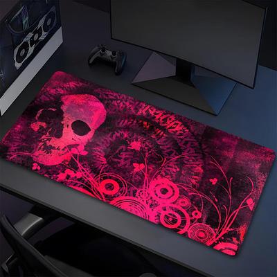 Skull Art Xl Gaming Mouse Pad Nonslip Rubber Base Stitched Edge Waterproof Desk Mat For Pc Laptop Gamer Office Computer Accessories C929567