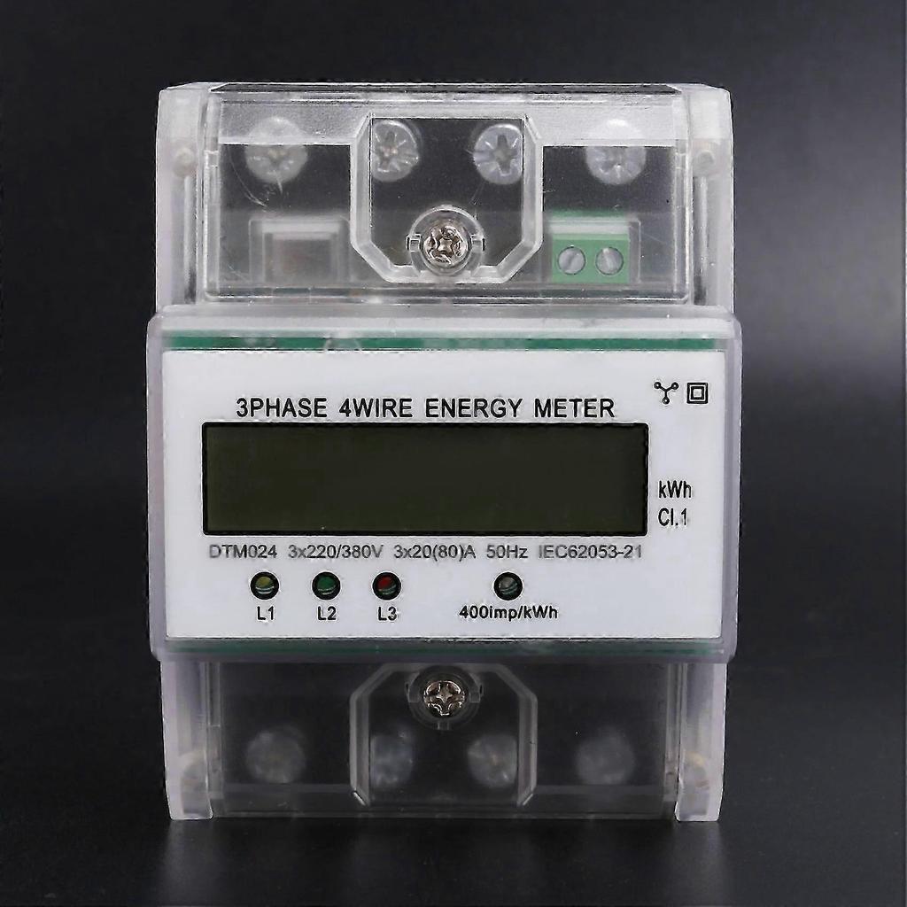 digital energy meter 3 phase 220v 380v 20a 80a kwh rail installation power meter