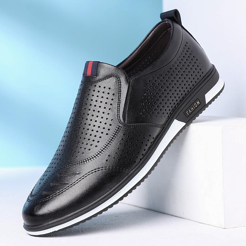

2021 summer leather shoes soft leather men s shoes soft soles men s business casual shoes summer hollow sandals overalls Doudou shoes 44