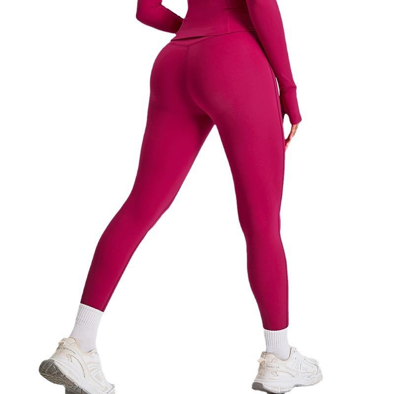 New Abdominal Yoga Pants, Women'S Peach Hip Lifting Fitness Pants, High Waisted Outdoor Running Sports Leggings