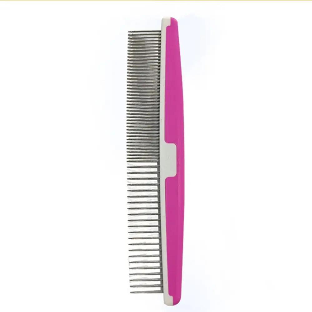 

Stainless Steel Pet Open Knot Comb Professional Pet Supplies Single Row Grooming Shedding Tools Dog Cat Pin Comb Pet рожевий