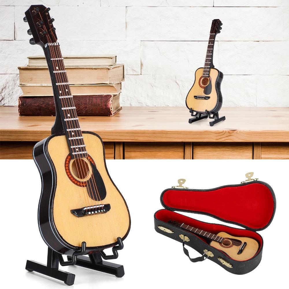 3pcs With Stand And Case Miniature Guitar Model 15cm Size Acoustic Guitar Ornament  Birthday Gift
