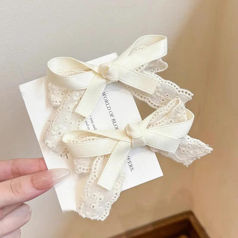 New 2/3PCS Bow Hair Clip Women Cute Lace Lace Hairpin Side Hair Bang Clips Girl Sweet Clip Headwear Hair Accessories