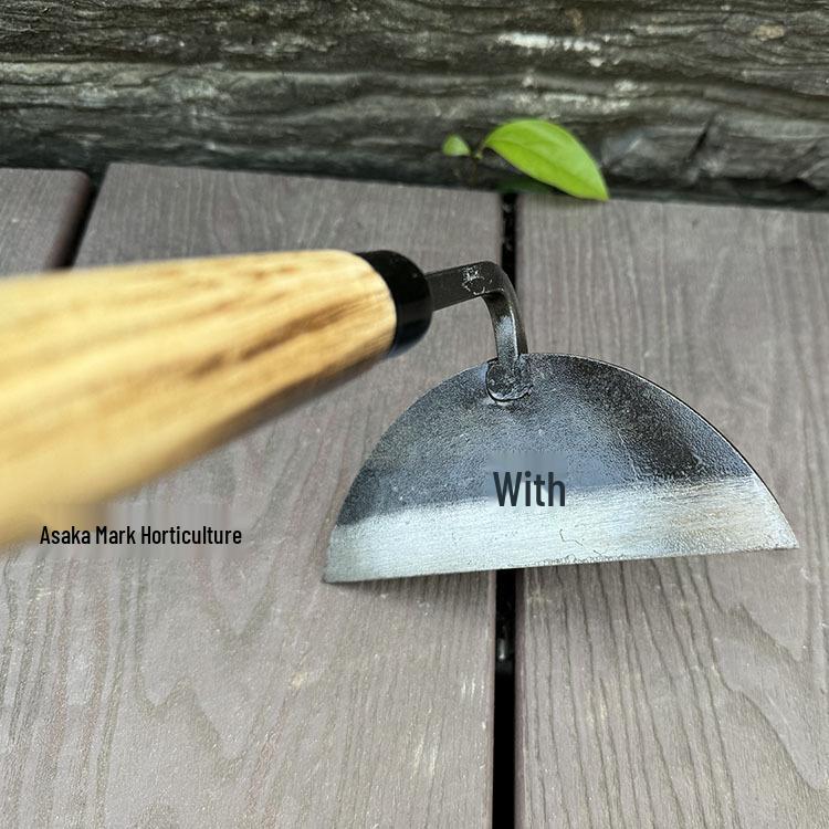 Kuzokichi All-Steel T-Hoe: Versatile Small Hoe for Weeding, Planting, and Gardening In Vegetables & Flowers - Half-Moon Japanese Garden Tool.