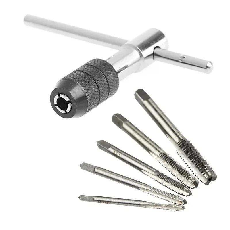 Manual Tapping Wrench Thread Tapping Tool Set M3-M8 3mm-6mm and 5-12mm-M5-M12 T-shaped Tool Kit Easy To Install