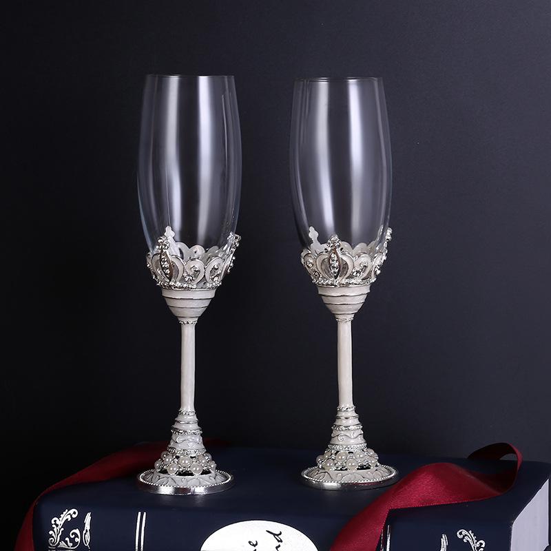 Elegant Enamel Crystal Champagne Flute Set - High-Stem Sparkling Wine Glasses, Perfect for Home or Bar Gifts