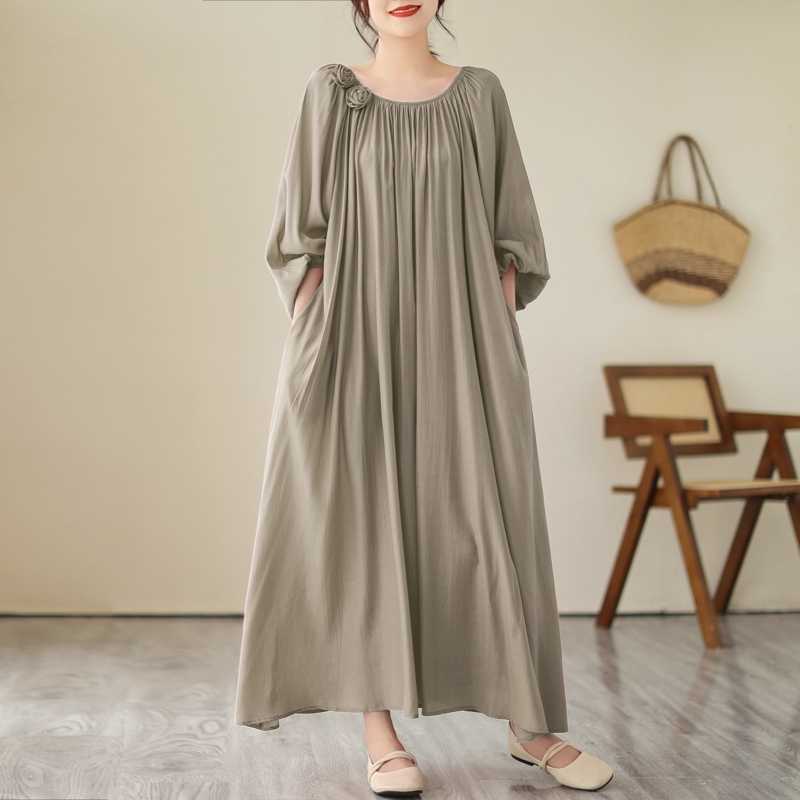 

Loose Knee Length Dress One size темно-коричневого кольору