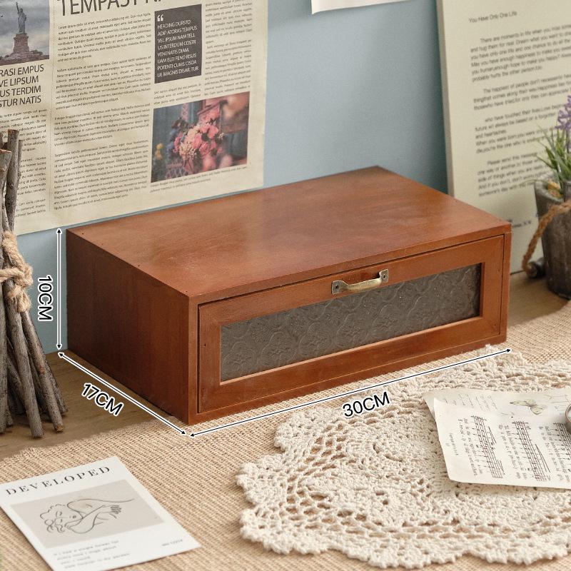Retro Wooden Desk Organizer and Monitor Stand
