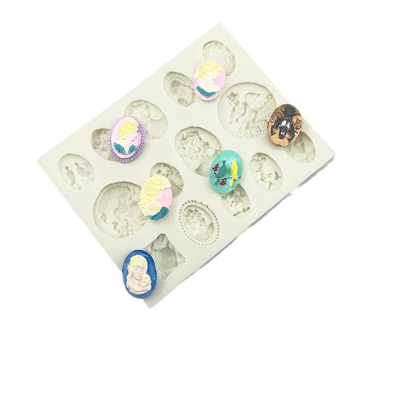 European Retro Goddess Relief Mirror Frame Silicone Mold