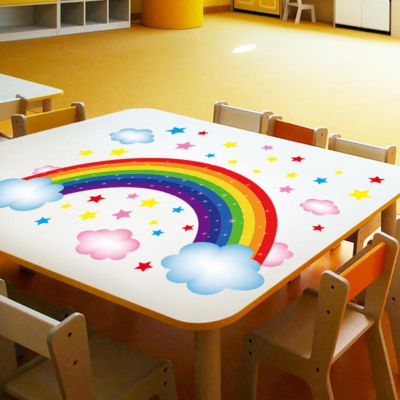 Rainbow Colors Self-Adhesive Wall Decals for Kids Bedroom, Nursery, Reading Corner Decor, Removable and Waterproof